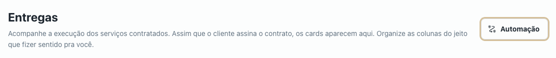 Cabeçalho da página Entregas com o botão Automação em destaque
